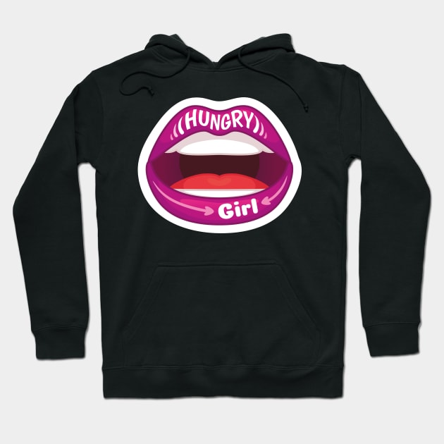 HUNGRY GIRL KAWAII DESIGN ANIME MOUTH SEXY KAOMOJI LIPS EMOTICON CARTOON Hoodie by Chameleon Living